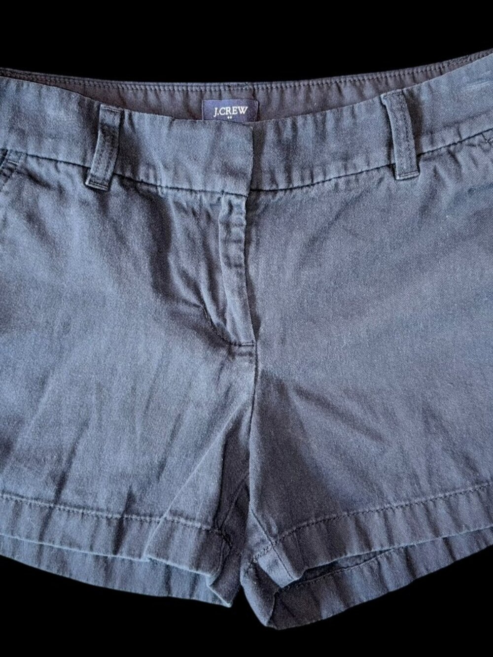 J.Crew Womens Size 4 Black Chino Shorts Cotton Casual Preppy Flat Front